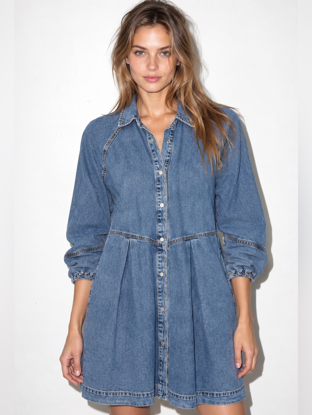 Habitual Denim Button Front Shirt Dress Blue Size Small